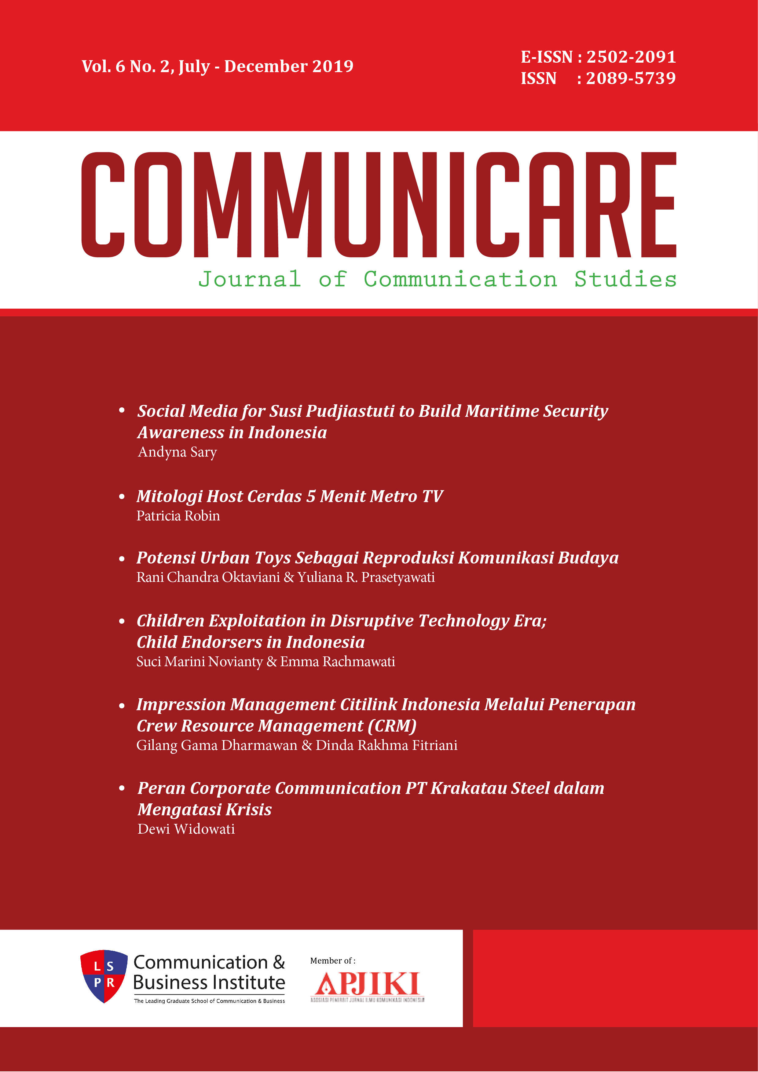 					View Vol. 6 No. 2 (2019): Communicare : Journal of Communication Studies
				