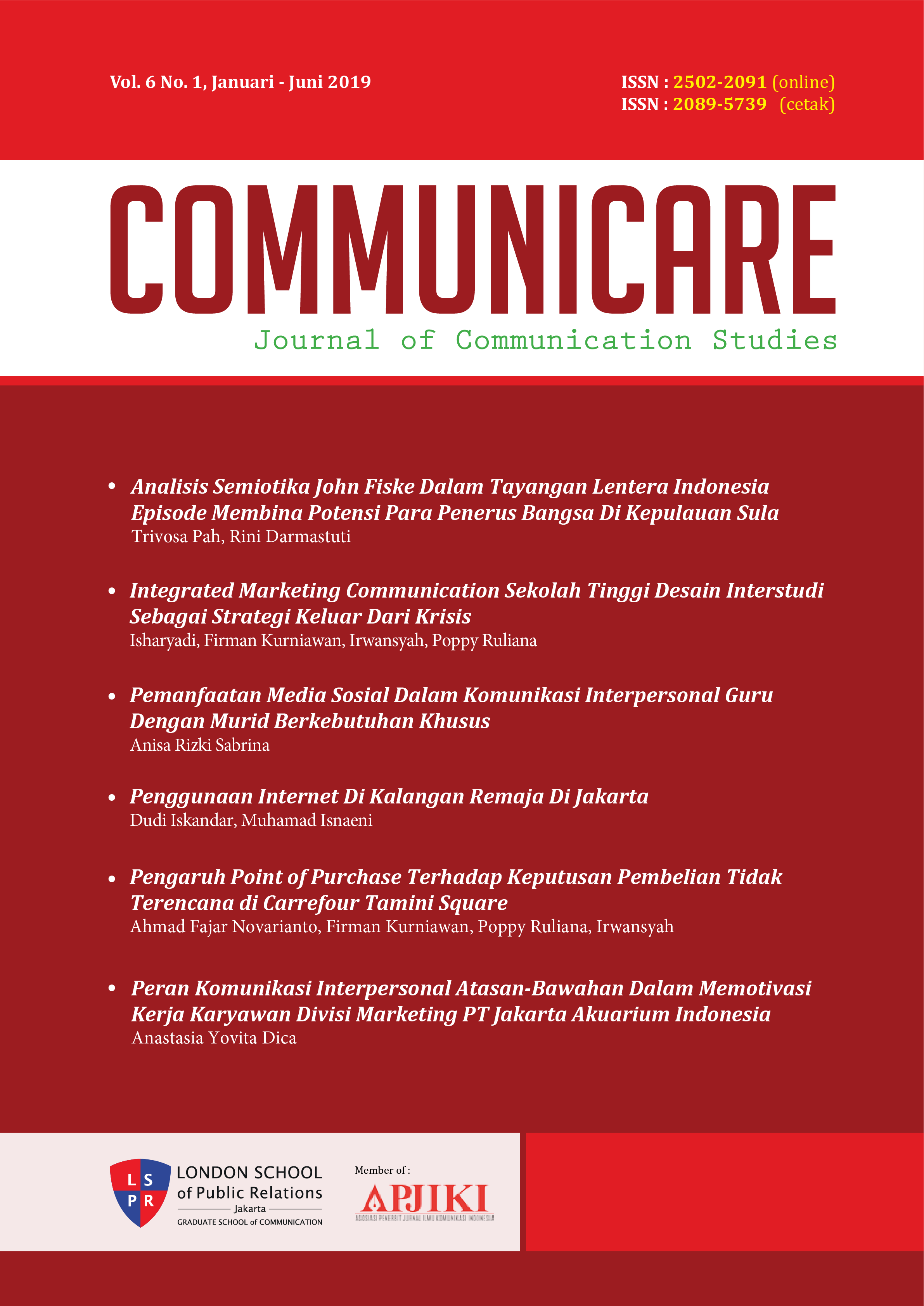 					View Vol. 6 No. 1 (2019): Communicare : Journal of Communication Studies
				