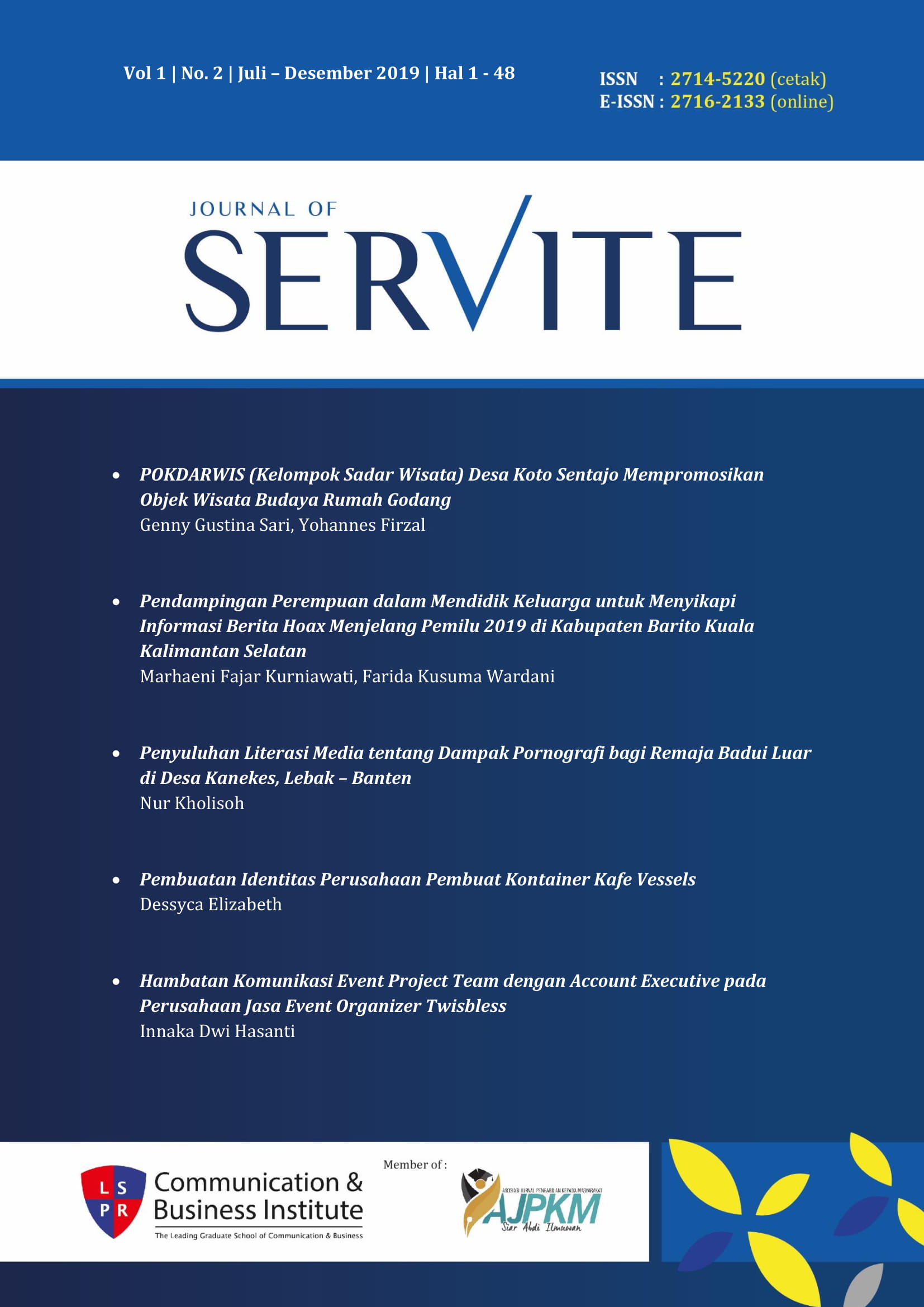					View Vol. 1 No. 2 (2019): Journal of Servite
				