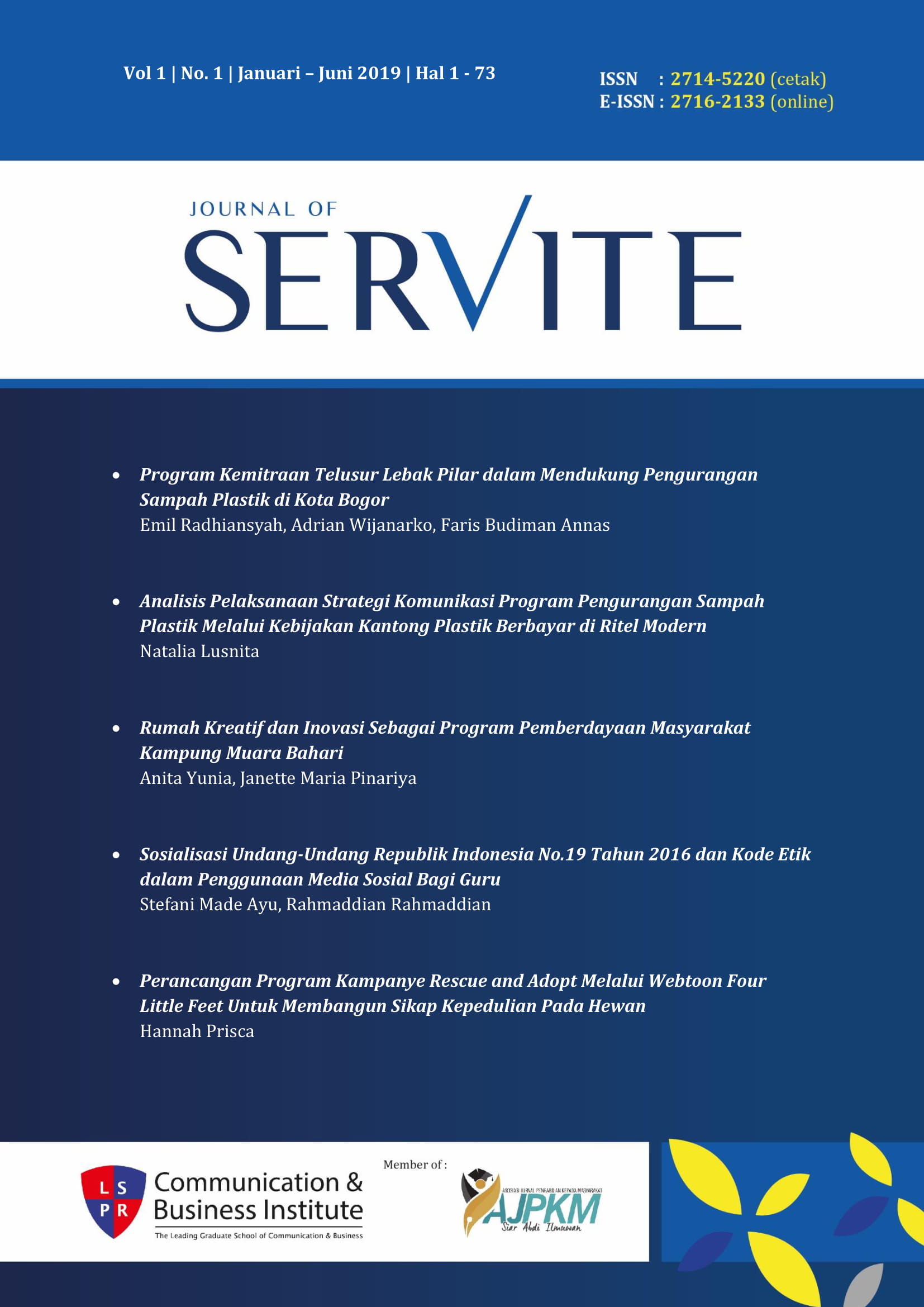 cover journal of servite vol 1 no 1 2019